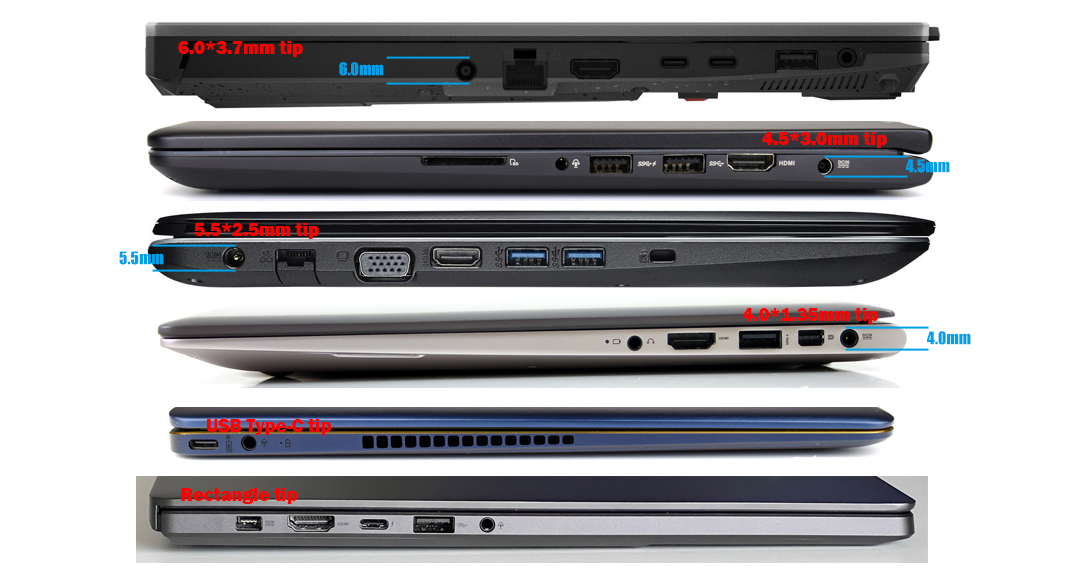 check the connector size of your ASUS S410UF laptop charger